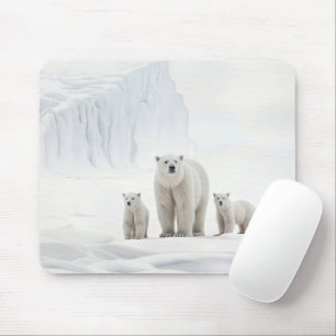 Tapis De Souris Famille D'Ours Polaires Sur Glace