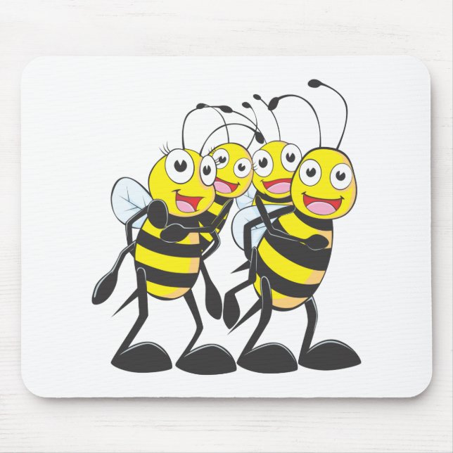 Tapis De Souris Famille heureuse d'abeille ayant l'amusement (Devant)