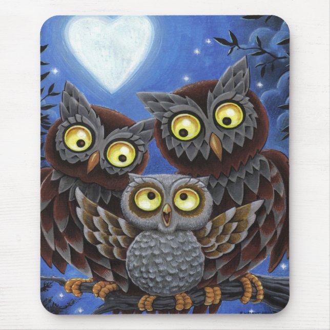Tapis De Souris Famille Mousepad de hibou (Devant)