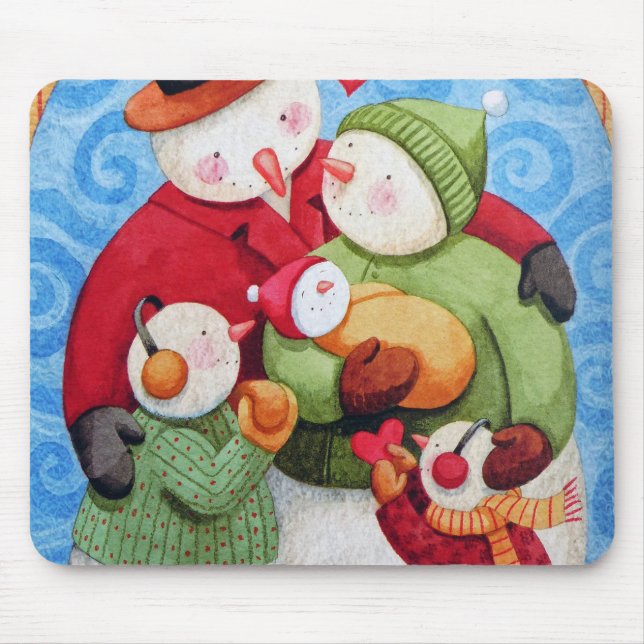 Tapis De Souris Famille Snowman (Devant)