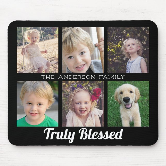Tapis De Souris Famille Vraiment bienheureux 6 Photo Collage Souri (Devant)