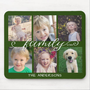 Tapis De Souris Family Calligraphy Dark Green 6 Photo Collage