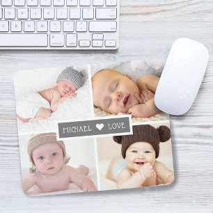 Tapis De Souris Family Love Photo Collage Gray