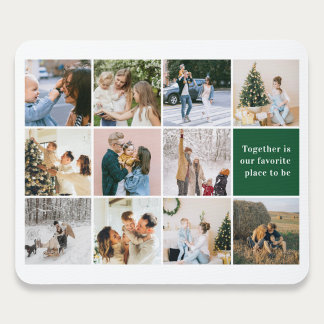 Tapis De Souris Family Quote Photo Collage Green