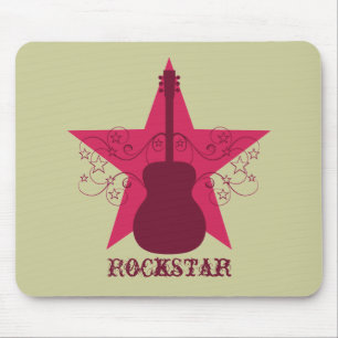 Tapis De Souris Fancy Guitare Star Fils Mousepad, Magenta
