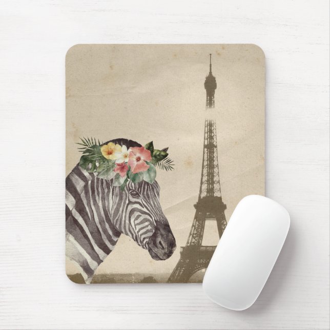 Tapis De Souris Fancy Zebra & Tour Eiffel (Avec souris)