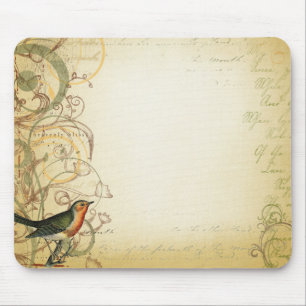 Tapis De Souris Fantaisie de remous d'oiseau et de papillon