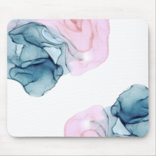 Tapis De Souris Fantaisie Éthérée Encre Bleu-vert Et Rose Tendance