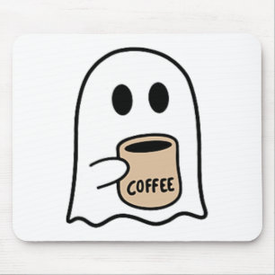 Tapis De Souris Fantôme Boire Café Drôle Costume Halloween Coff