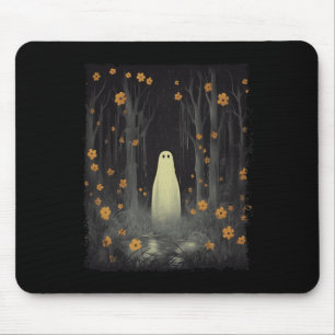 Tapis De Souris Fantôme Dans La Forêt Florale Halloween Éffrayant