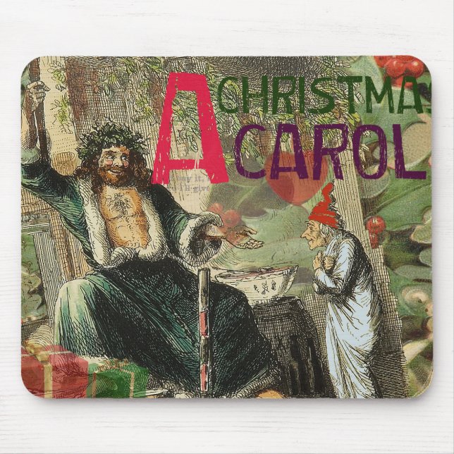 Tapis De Souris Fantôme de Noël Illustration actuelle Scrooge (Devant)