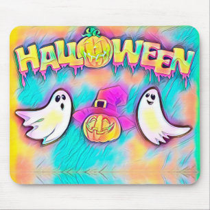 Tapis De Souris Fantôme d'Halloween et Citrouilles