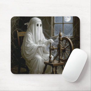 Tapis De Souris Fantôme filant des toiles d'araignée sur un rouet