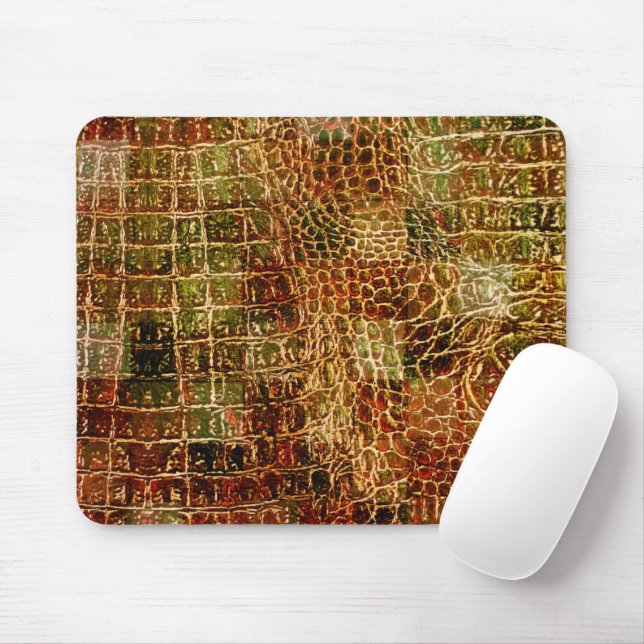 Tapis De Souris Faux Alligator Peau animale Cuir rouge Brown (Avec souris)