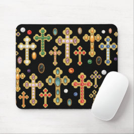 Tapis De Souris Faux Birthstone Croix et Perdre Gems sur Black