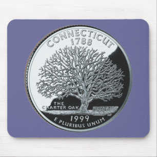 Tapis De Souris Faux Connecticut State Quarter Charter Oak Tree