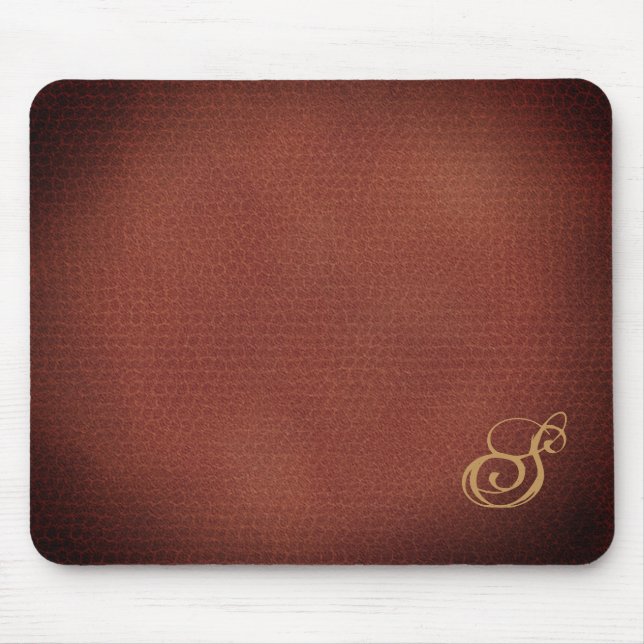 Tapis De Souris Faux cuir look élégant Monogramme (Devant)