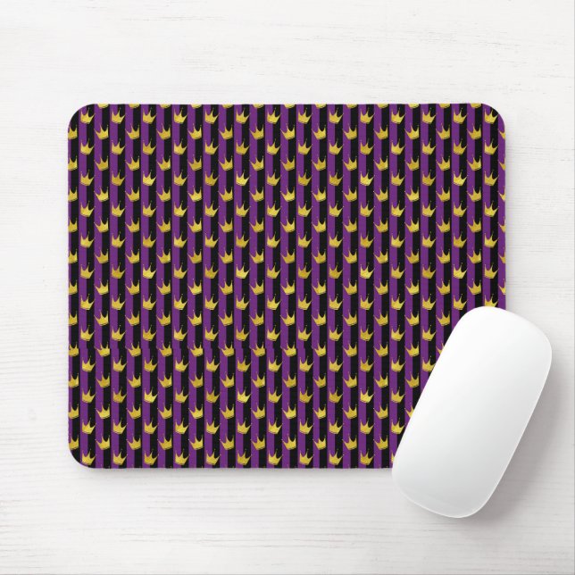 Tapis De Souris Faux Gold Crowes Purple Black Stripes Mardi Gras (Avec souris)