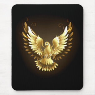 Tapis De Souris Faux Gold Foil Peace Dove en noir