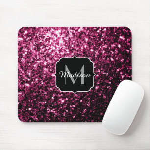 Tapis De Souris Faux rose foncé paillettes brillantes scintillent