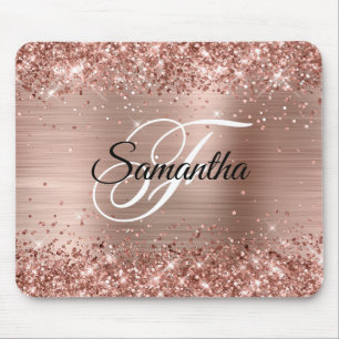 Tapis De Souris Faux Shiny Rose Gold Parties scintillant Foil Mono