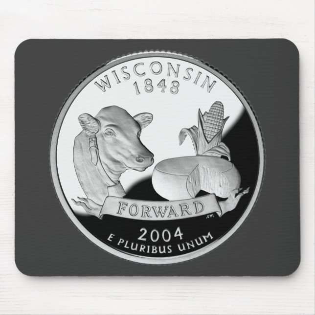 Tapis De Souris Faux Wisconsin State Quarter Cow Cheese (Devant)