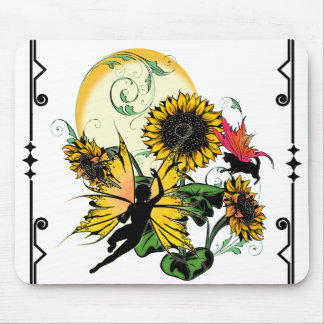 Tapis De Souris Fée de tournesol et chat cosmique