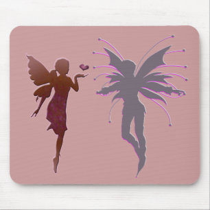 Tapis De Souris Fée et coeur de baiser rouges