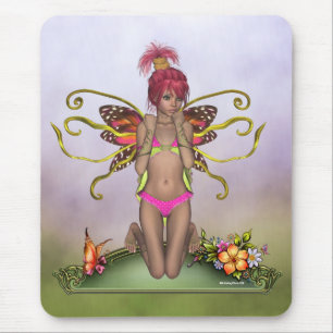 Tapis De Souris Fée Mousepad de papillon de fraise