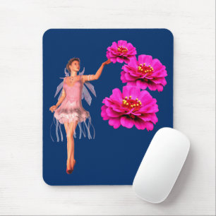 Tapis De Souris Fées Et Fleurs De Zinnia Rose