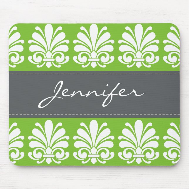 Tapis De Souris Feminine Shell fleurit Damask Personnalisé (Devant)