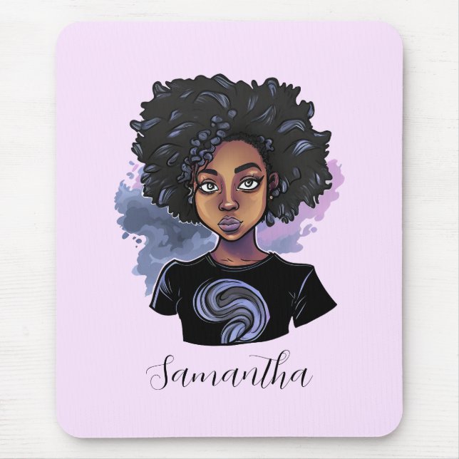 Tapis De Souris Femme afro-américaine pétillante (Devant)
