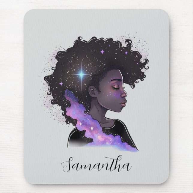 Tapis De Souris Femme Afro-étincelante (Devant)