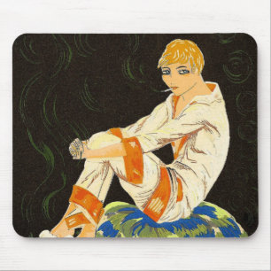Tapis De Souris Femme Art Déco Vintage, Fumant par S. Chompre