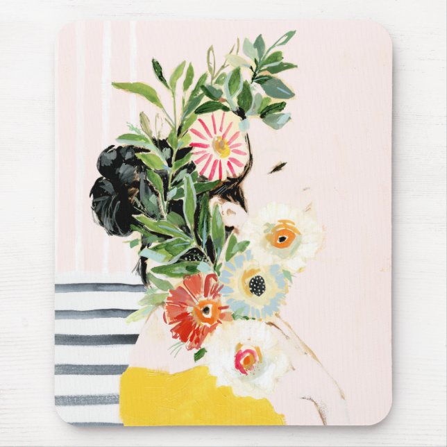 Tapis De Souris Femme aux fleurs (Devant)