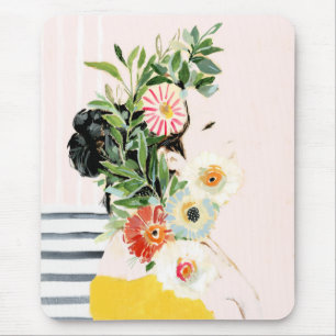 Tapis De Souris Femme avec des fleurs