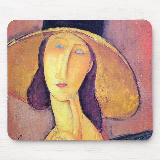 Tapis De Souris Femme avec grand Casquette, Modigliani (Devant)