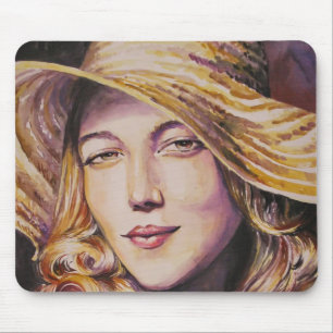 Tapis De Souris Femme avec le casquette