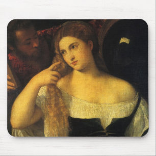 Tapis De Souris Femme avec un miroir par Titien, Renaissance vinta