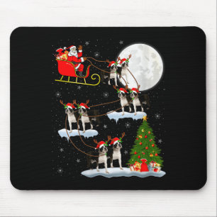 Tapis De Souris Femme Boston Terrier Chien Père Noël Traîneau Vola
