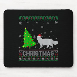 Tapis De Souris Femme Chat Perse Xmas Arbre Éclairage Noël laid