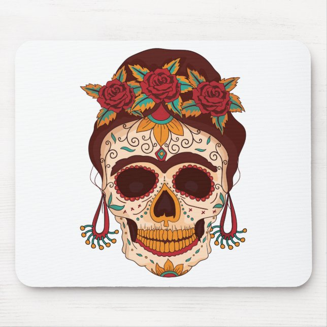 Tapis De Souris Femme Crâne de Sucre (Devant)
