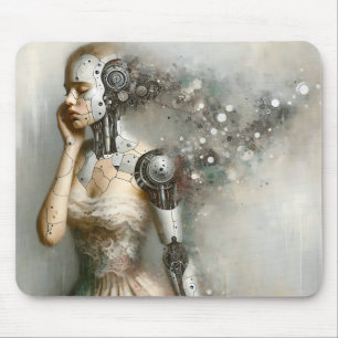 Tapis De Souris Femme Cyborg Femme Art Ai