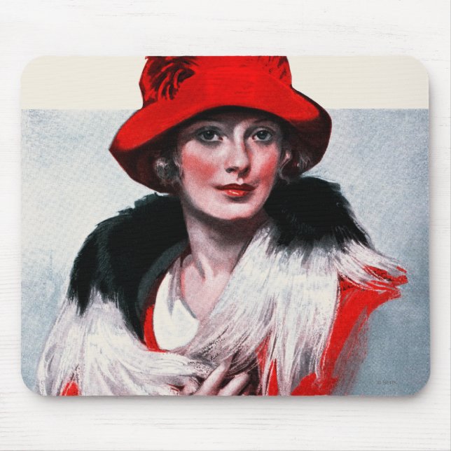 Tapis De Souris Femme dans Red Hat (Devant)
