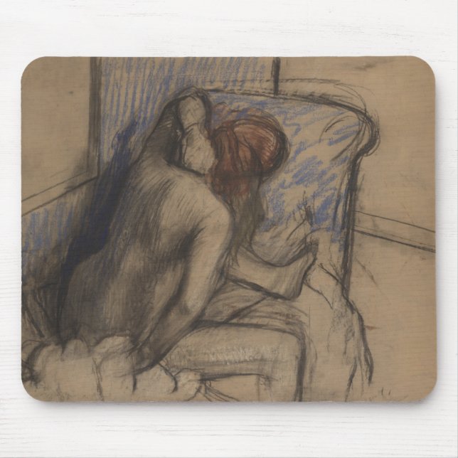Tapis De Souris Femme d'Edgar Degas | séchant ses cheveux (Devant)
