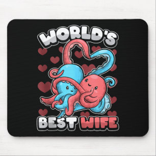 Tapis De Souris Femme du monde mignon kawaii pieuvre coeur mignon