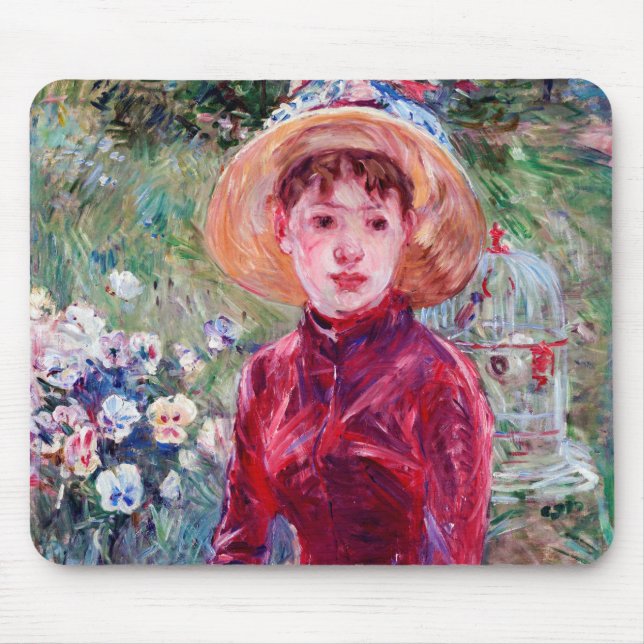 Tapis De Souris Femme en rouge, Berthe Morisot (Devant)