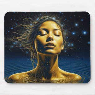 Tapis De Souris Femme Éthérée Méditant Sous les Étoiles