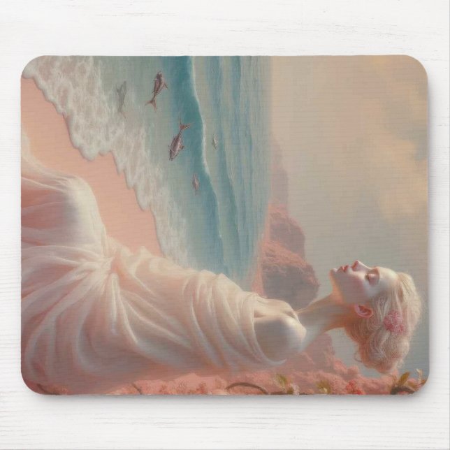 Tapis De Souris Femme éthérée sur Dreamy Beach (Devant)