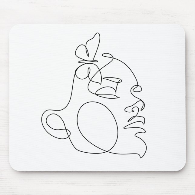 Tapis De Souris Femme Face Line Art (Devant)